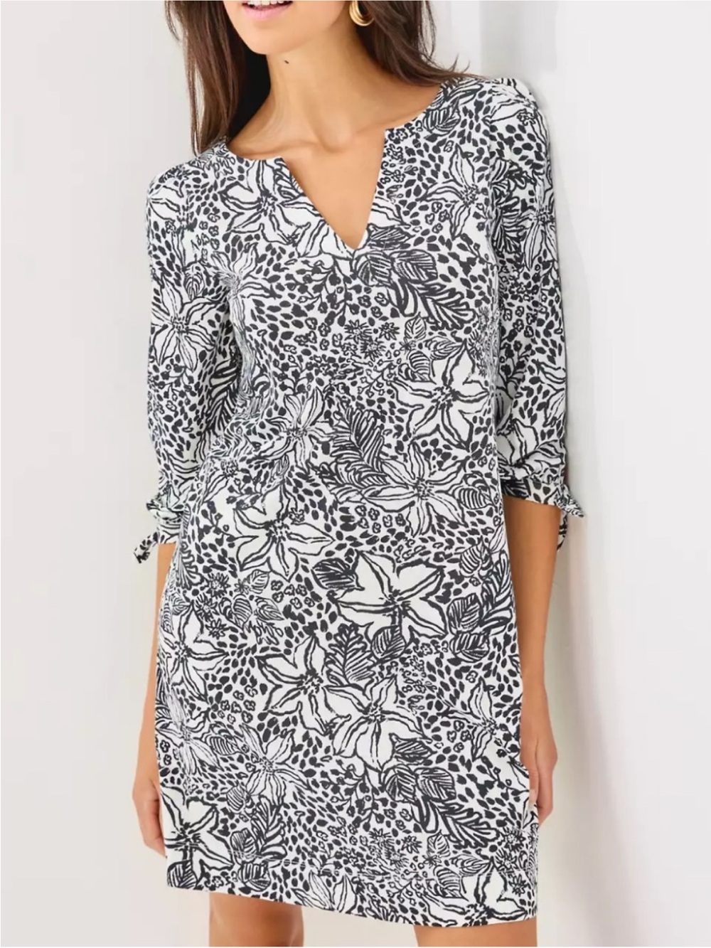 Lilly Pulitzer Sz XXL Cath 3/4 Sleeve Dress in Onyx Lots to Spot